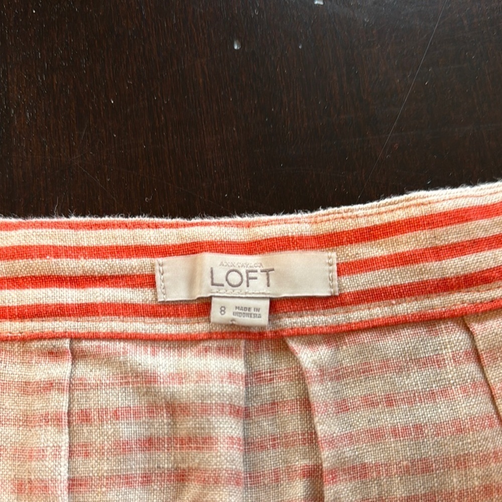 LOFT Striped Pink, Orange and White Skirt - Picture 2 of 3